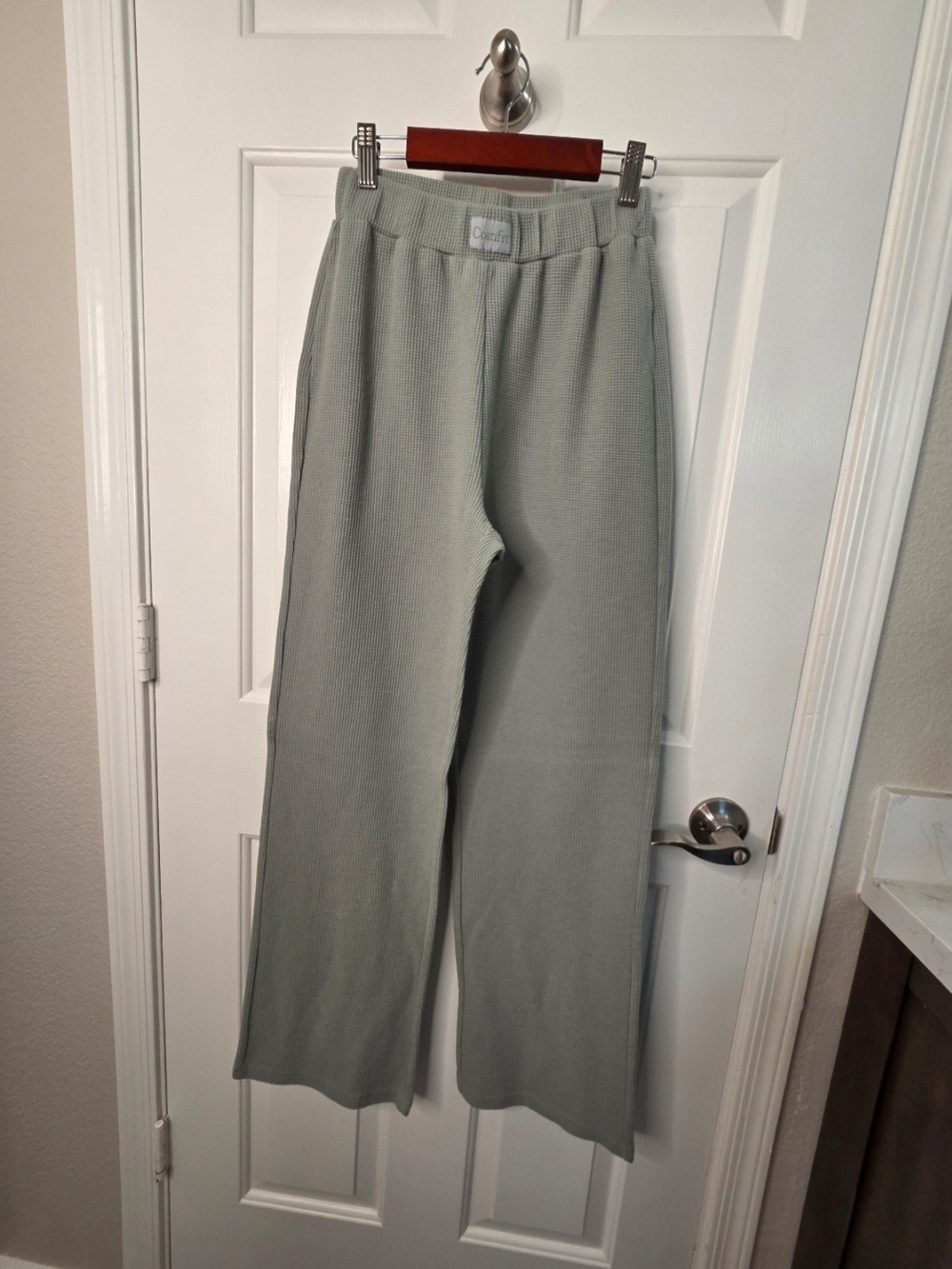 COMFRT Waffle Knit Wide Leg Lounge Pants – Size XS – Sage Green – Designed in US